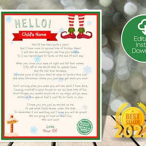 Carta de llegada de un elfo, carta de elfo editable, carta de un elfo, carta de bienvenida de un elfo, carta de elfo imprimible, carta de regreso de un elfo, accesorios de elfo
