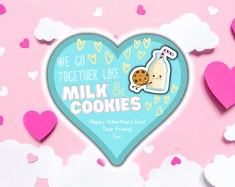 Cookies and Milk Kids Valentine Printables, Chips Ahoy Valentine, Kids Valentine, School Valentine, Cookie Valentine, Printable Valentine