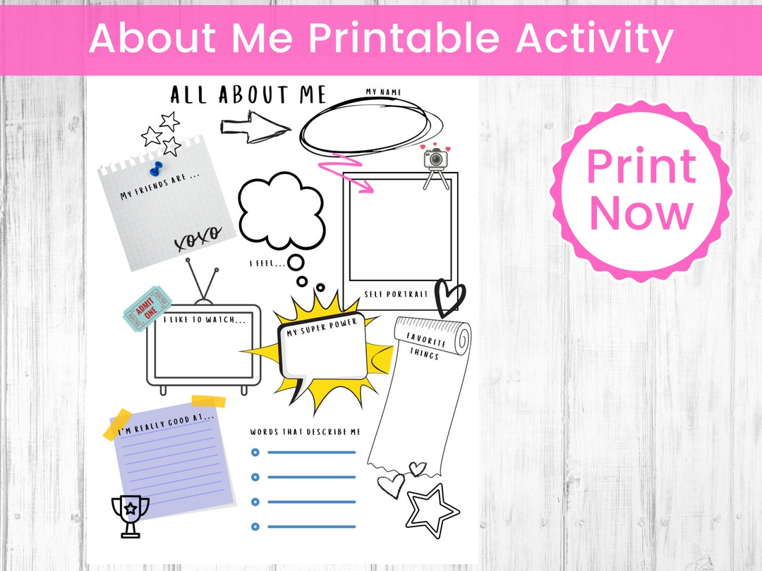 About Me Printable Worksheet About Me Theme Homeschool - Etsy