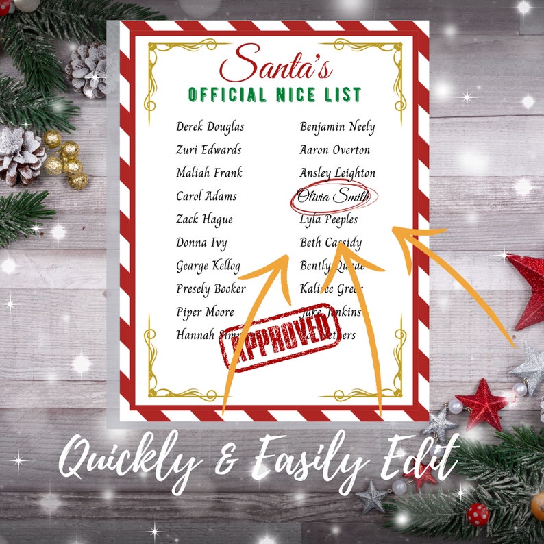 Official Letter From Santa Claus, Editable Santa Nice List Bundle, Nice ...