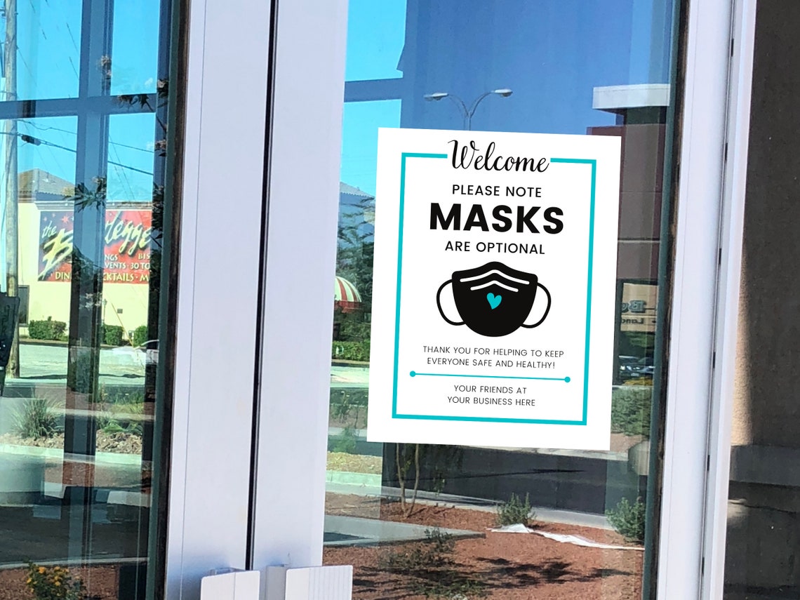 Editable Business Mask Sign Mask Optional Sign Printable Etsy