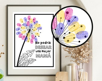 Mothers Day Fingerprint Art, Mothers Day Gift Spanish, Regalo dia de la Madre, DIY Mothers Day Card, Preschool Kit, Handprint Craft for kid