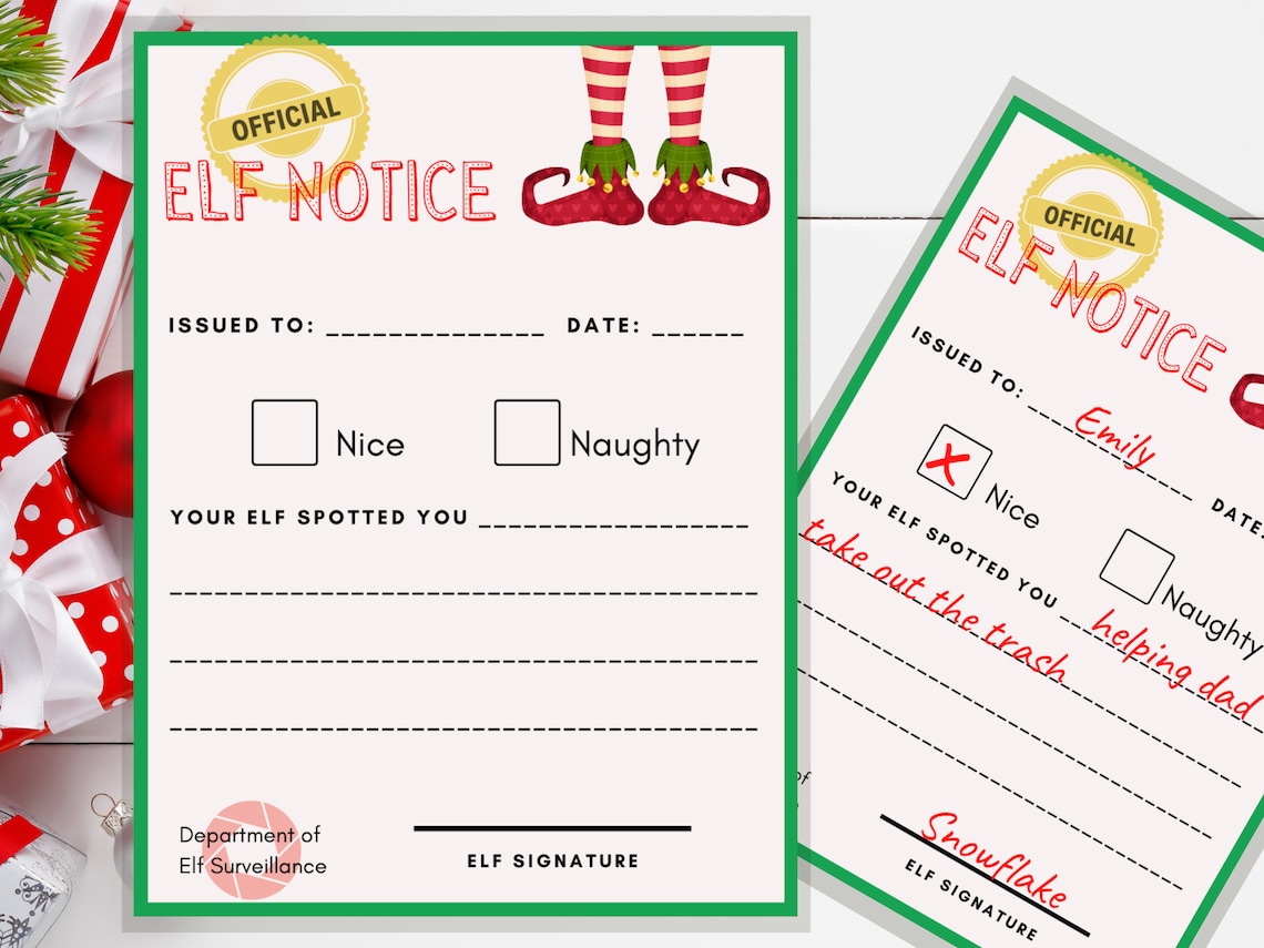 Printable Elf Letter Elf Surveillance Notice for Naughty and Etsy
