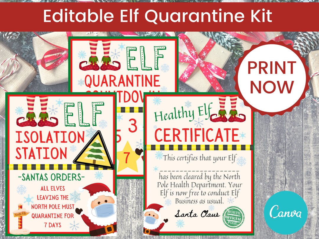 Elf Quarantine Kit Printable, Elf Quarantine Letter, Printable Elf