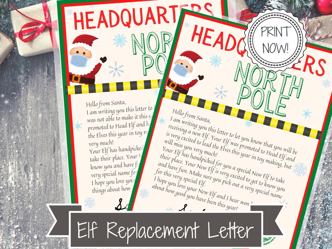 Elf Replacement Letter From Santa Lost Or Damaged Elves Etsy