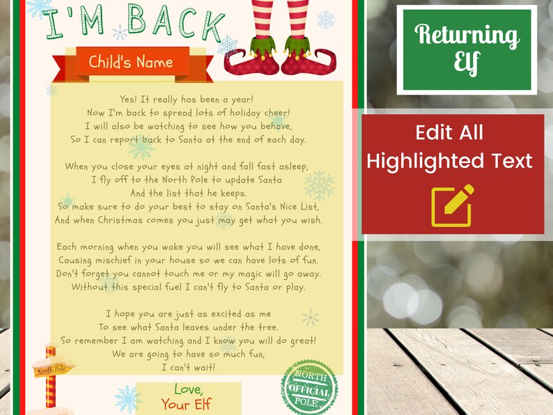 Elf Arrival Letter Editable Elf Letter Letter From Elf Elf Etsy