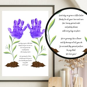 Muttertags-Handabdruck-Blumenkunst, Muttertagsgeschenk von Kindern, Oma-Geburtstags-Handabdruck-Kunst, Muttertagskarte, Handabdruck-Kunst für zwei Kinder