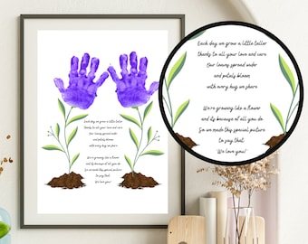 Mother's Day Handprint Flower Art, Mothers Day Gift from Kids, Grandma Birthday Handprint Art, Mothers Day Card, Handprint Art for Two Kids