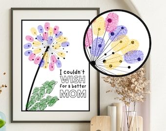 Mothers Day Fingerprint Art, Mothers Day Craft, Printable Handprint Craft, Personalized Mothers Day Gift, Preschool Mothers Day Printable