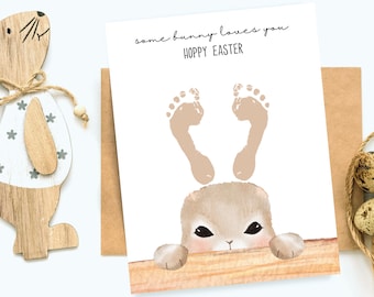 Easter FootPrint Craft, Editable Easter Craft For Kids, Some Bunny Loves You, Personalized Easter Gift, Babys First Easter, Easter Printable