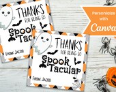 Editable Halloween gift Tags, Spooktacular Halloween Treat Tag, Spooky Halloween Treat Bag Tags, Classroom Halloween Favor Tags, Digital Tag