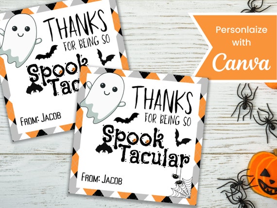 Editable Halloween gift Tags, Spooktacular Halloween Treat Tag, Spooky Halloween Treat Bag Tags, Classroom Halloween Favor Tags, Digital Tag