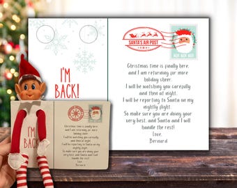 Carta de regreso de elfo imprimible y editable, carta de llegada de elfo, nota de elfo, carta de bienvenida de elfo, ideas fáciles de elfo, accesorios digitales de elfo, elfo navideño DIY