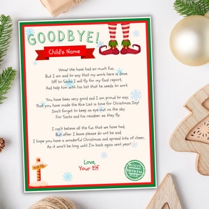 Carta de adeus de elfo editável de seus elfos, atividade de véspera de Natal, elfo menino menina elfo adeus caixa de véspera de Natal enchimento meia de Papai Noel