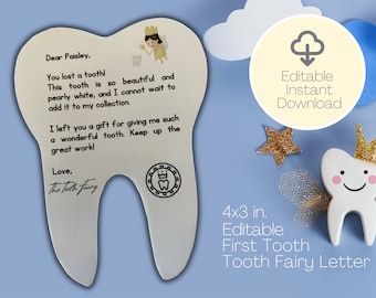 Tooth Fairy Buchstabe Junge oder Mädchen, Tooth Fairy Mini Brief, druckbare Zahnfee Brief, Brief von der Zahnfee, Tooth Fairy Printable