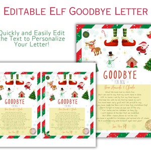 Editable Elf Goodbye Letter Elf Departure Letter Elf Farewell Letter ...