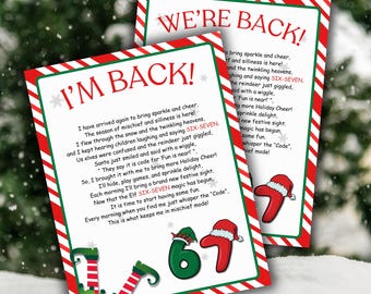 67 Elf Arrival Letter, Six Seven Trending Meme, I'm Back Elves Letter, Easy Elf Ideas, Elf Welcome Letter, Christmas Printable PDF DIY