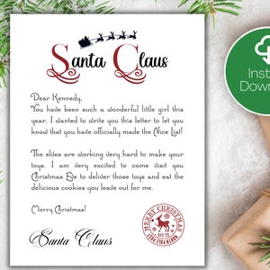 Carta editable de Santa, Santa Estacionaria, Estacionaria del Polo Norte, Descarga Digital de Navidad, Plantilla de Carta de Santa, Santa Imprimible