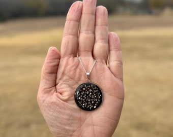 Stainless Steel Round/Circle Custom Cremation Memorial Necklace made with pet ashes.