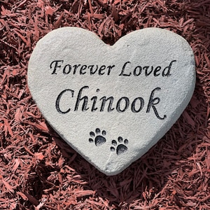 Heart shaped pet memorial stone for loss of dog, cat or any pet. Makes a great gift