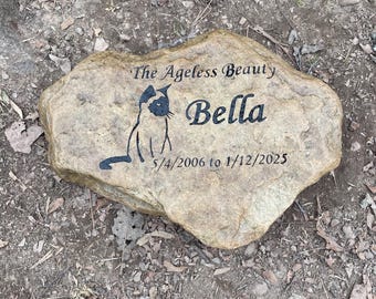 Piedra conmemorativa para mascotas de río / Regalo conmemorativo para amantes de los gatos o perros / Marcador de piedra conmemorativa para perros / Lápida para mascotas