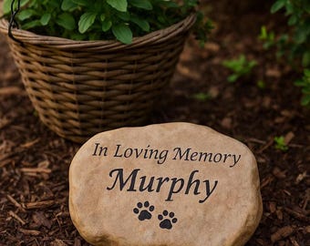 Pierre commémorative pour animaux de compagnie, pierre de rivière, taille moyenne | Chat ou chien, cadeau commémoratif pour amoureux d'animaux de compagnie | Marqueur de pierre commémoratif pour chien | Pierre tombale pour animal de compagnie