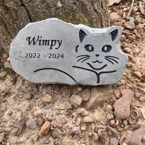 Cat Memorial Stone Grave Marker | Unique Pet Memorial Gift | Beautiful Garden Tribute Stone