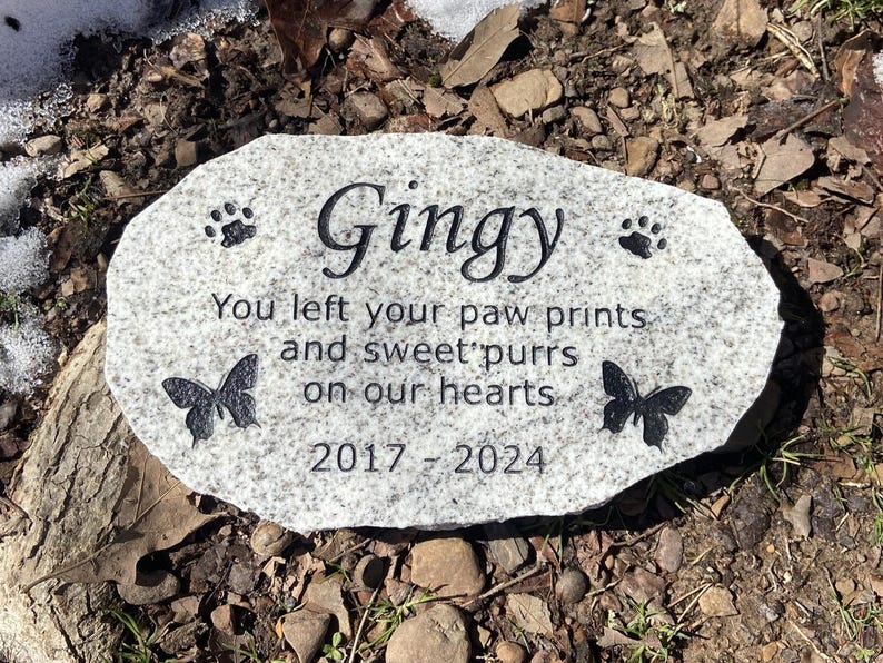 Pet memorial granite stone for cat, dog or any pet loss
