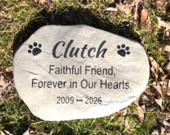 Lápida personalizada para mascotas: lápida personalizada para perro, gato o cualquier mascota. Lápida para exteriores con nombre y fecha.
