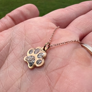 Dainty Paw Print  Custom Cremation Memorial Necklace made with pet ashes.