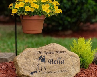 Pet Memorial Stone River Rock Large Size | Cat or Dog, Pet Lover Memorial Gift | Dog Memorial Stone Marker | Pet Headstone