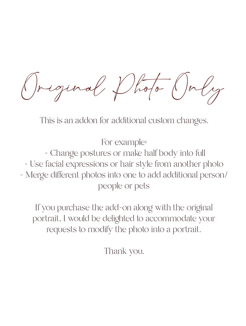 Add-on [additional Changes] - Etsy