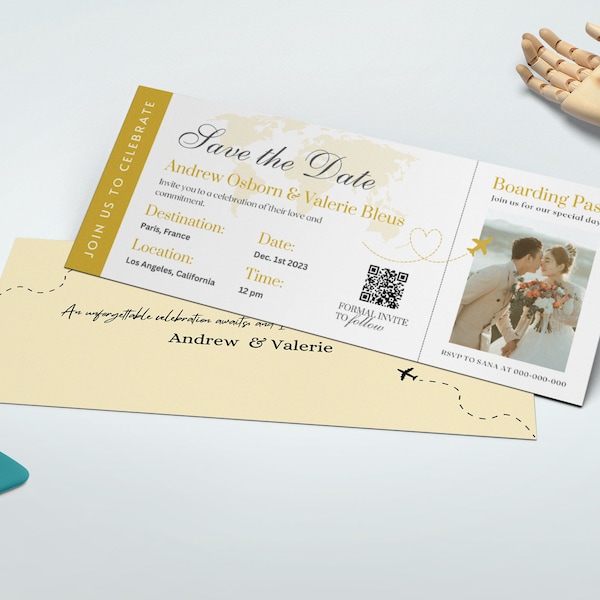 Destination Wedding Invites | Boarding Pass Save the Dates | Passport Elegance | Destination Wedding Save The Date| Instant Download Bliss!