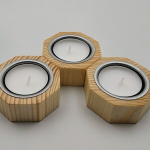 Tealight holder, Candle holder Octagonal made of recycled wood, Handmade image 2