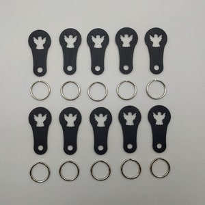 10x shopping cart releaser various designs, shopping cart chip, key ring removable lasered