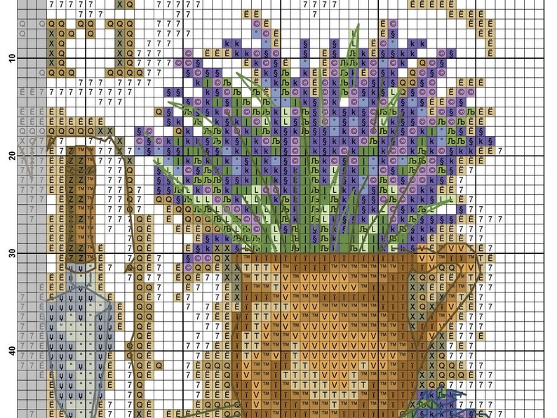 Flowers Cross Stitch Pattern Lavender Floral Nature instant download!