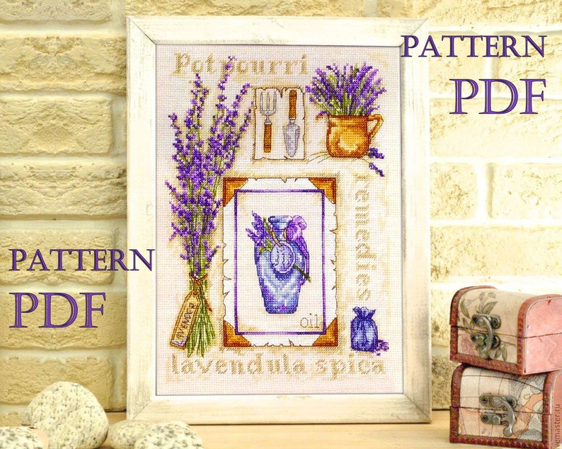 Flowers Cross Stitch Pattern Lavender Floral Nature instant download!