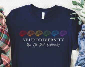 Autism Shirt Neurodiversity T Shirt Rainbow Autism Tshirt Autism Acceptance Month Tee Cute Autism Mom Teacher Special Education T-Shirt Gift