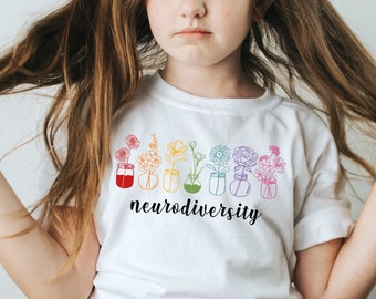 Autism Shirt Autism Acceptance Shirt Neurodiversity T Shirt Autism Youth Shirt Kids Autism Tee Rainbow Flower Autism Awareness T-shirt Gift