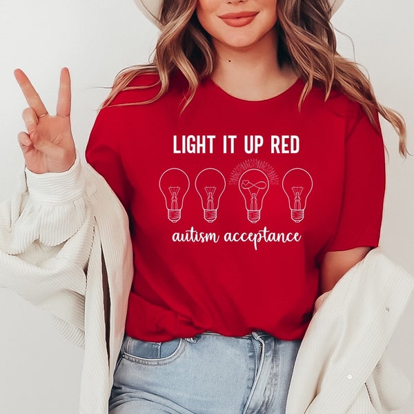 Autism Shirt Light It Up Red T Shirt Autism Acceptance Tshirt Autism Month Autistic Pride Shirt Autism Teacher Tee Red Instead T-shirt Gift