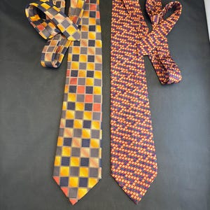 Vintage Rich Fall Colors Men's Business Casual Tie, Choose Le Cachet-Poly or Stacy Adams-Silk in Golden, Rust, Mustard Patterned Bold Design