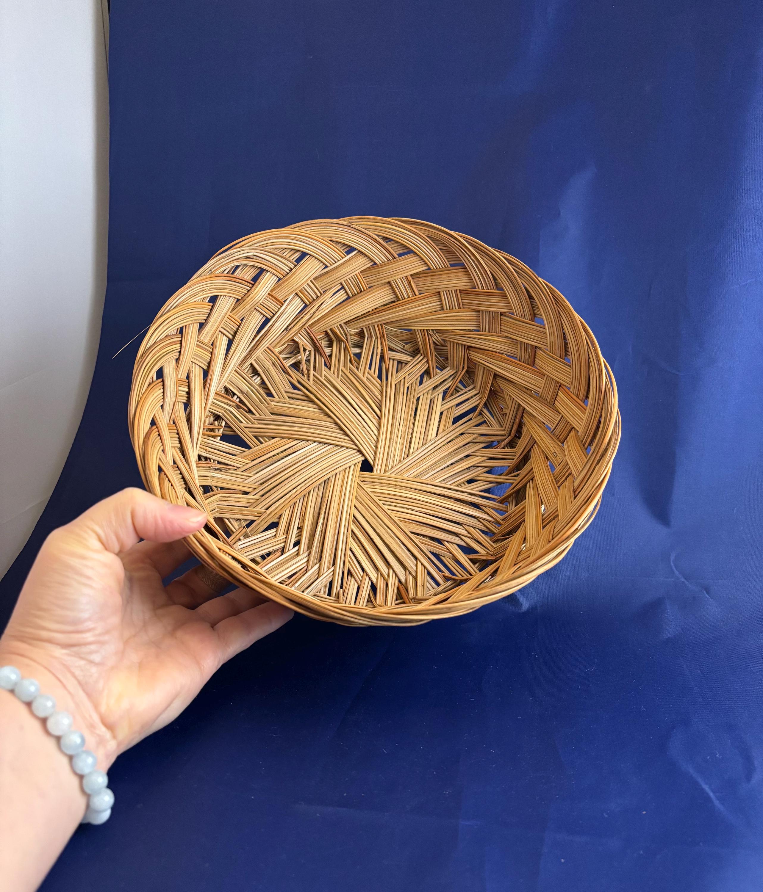 Vintage Philippine Braided Coconut Midrib Basket: Handmade Farmhouse ...