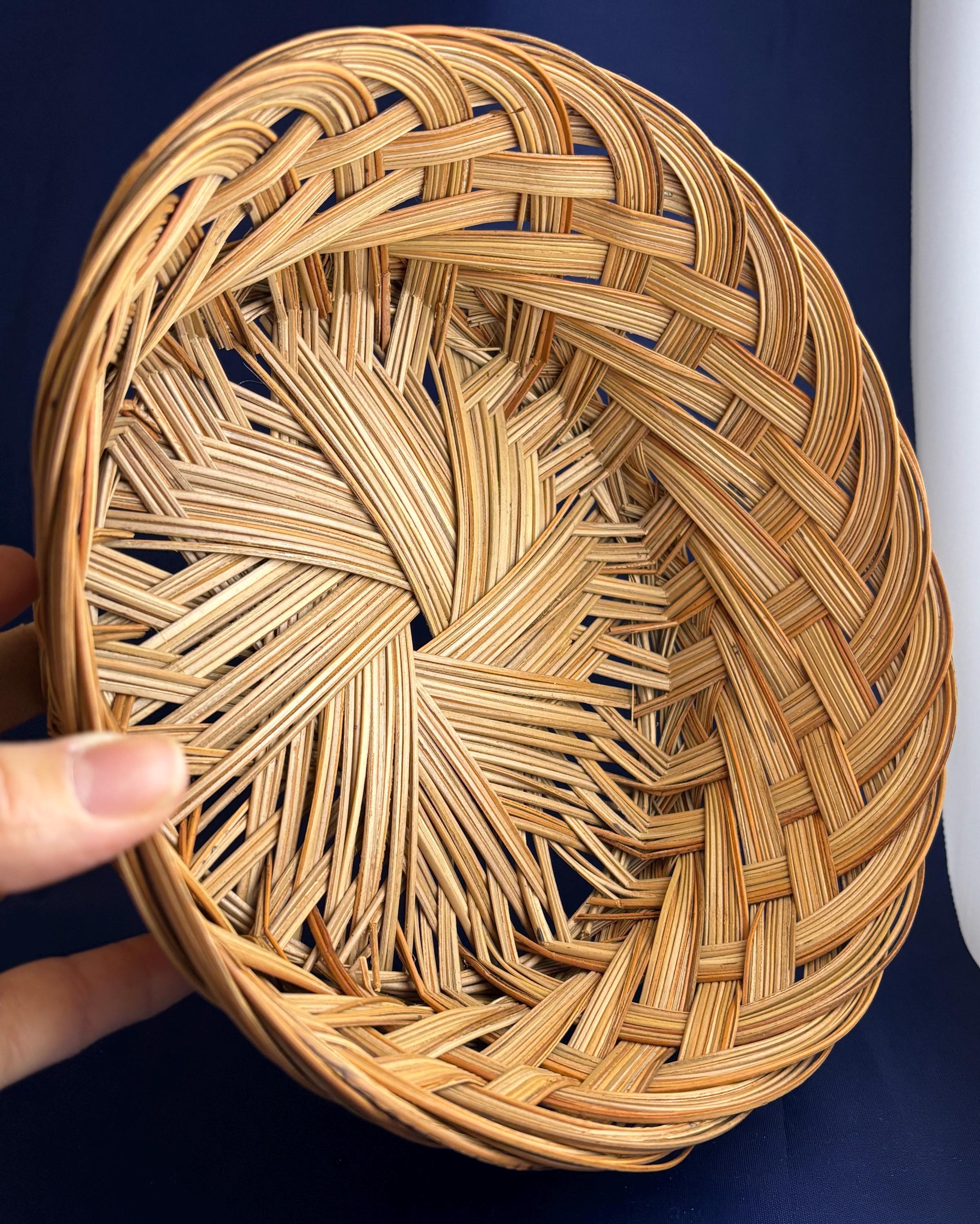 Vintage Philippine Braided Coconut Midrib Basket: Handmade Farmhouse ...