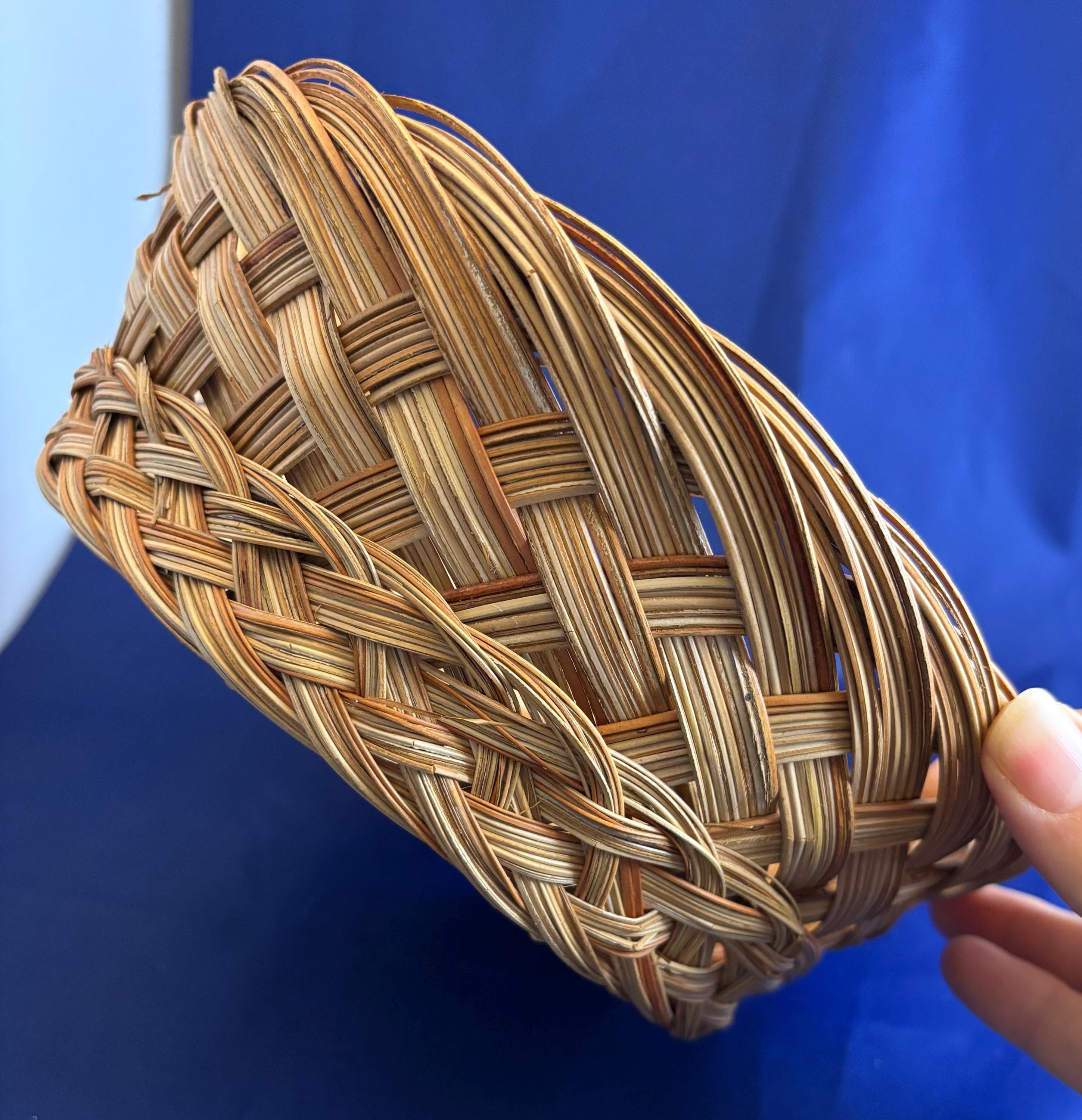 Vintage Philippine Braided Coconut Midrib Basket: Handmade Farmhouse ...
