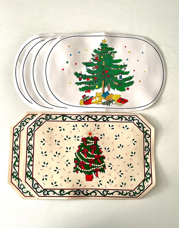 Vintage Christmas Vinyl Placemats Choose Set of 2 Oval or Etsy