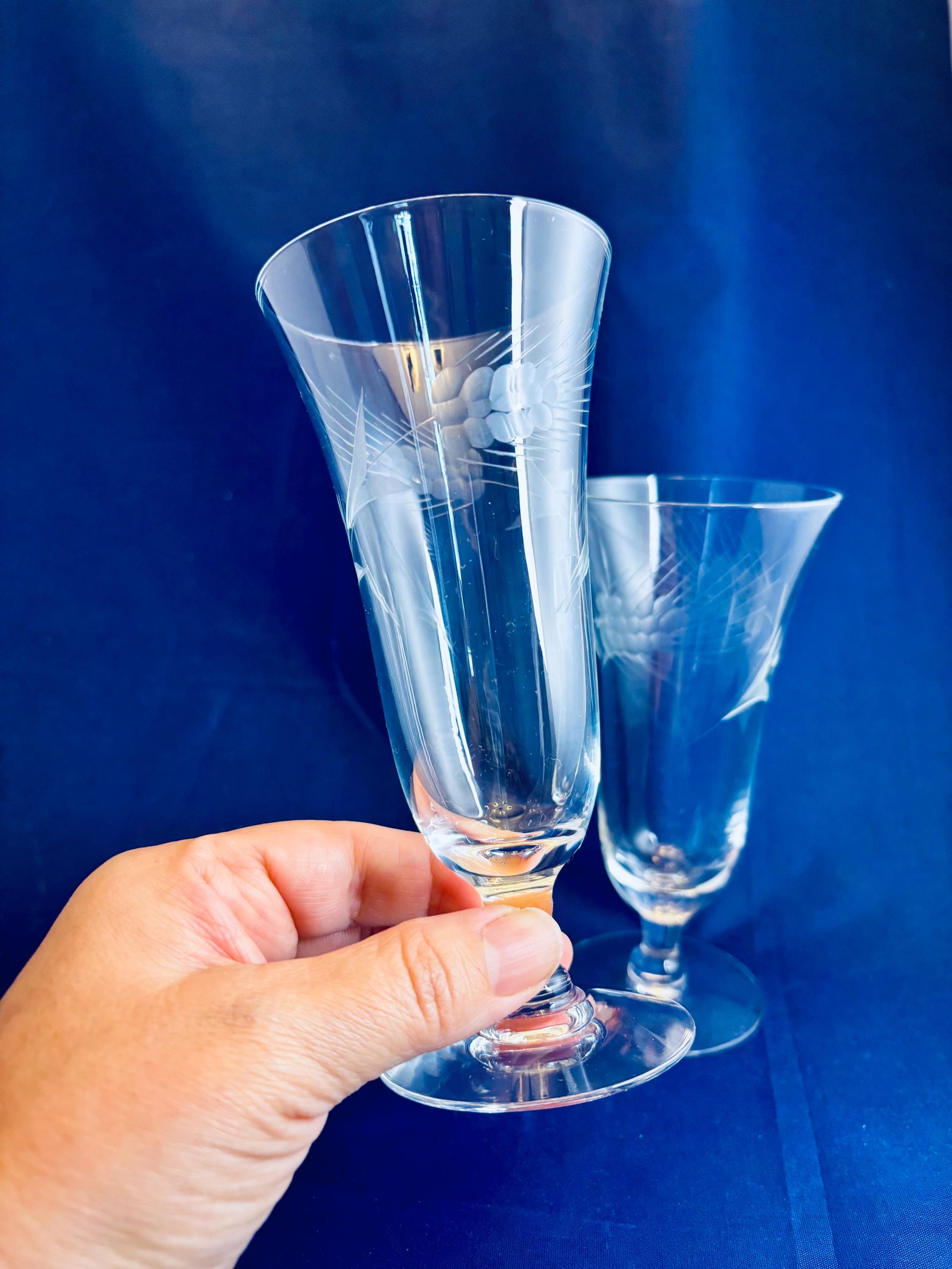 【希少】ヴィンテージ ART glass STENHYTAA W.W. 1950s Crystal Parfait Tumbler: Pair of Javit 'fine Wheat' Blown