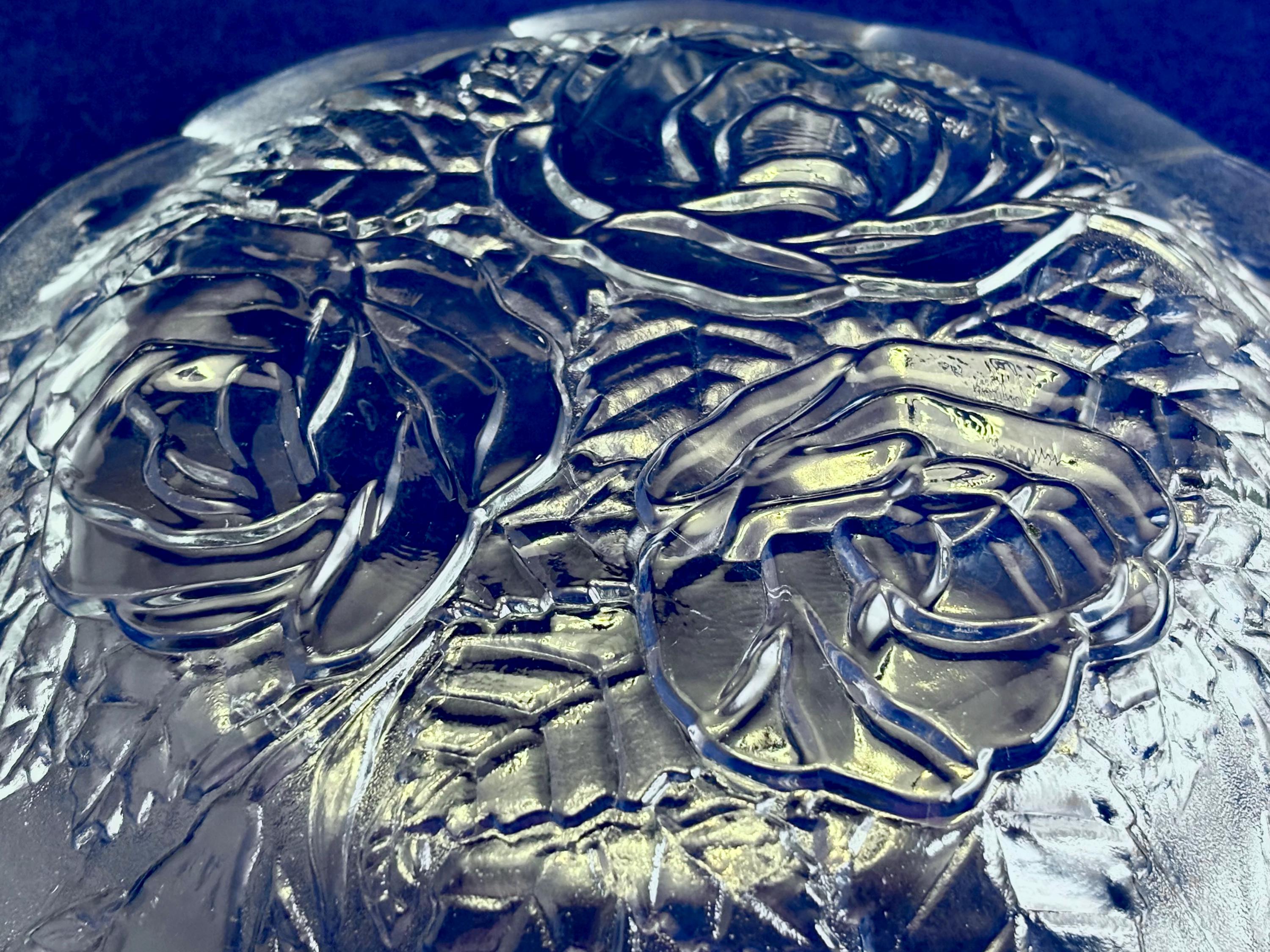 1980s 'livia' Salad Plate by Pasari Crystal : Embossed Roses