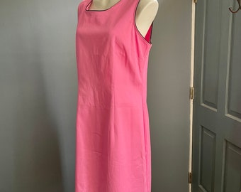Vintage Pink Twill Shift Dress: Black Piping, Cotton Spandex, XL (NOS) w/ Original Tag
