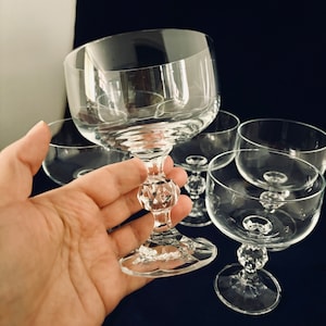 Vintage Crystalex Champagne Stemware: Bohemian Blown Glass Dessert Bowl, 1980 Barware