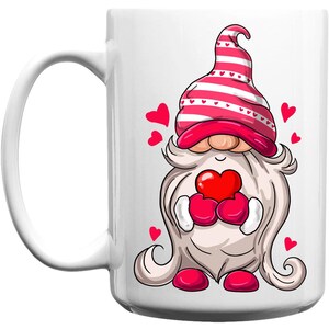 Valentine’s Day Gnome - Holding Heart - coffee mug - 11oz or 15oz - Microwave/Dishwasher Safe